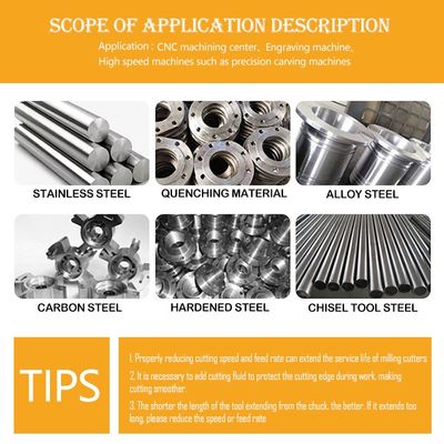 أداة تشفير 65 ° 2-الفلوت مع زاوية 90 ° قطعة طحن كاربيد التولفستين للصلب المقاوم للصدأ