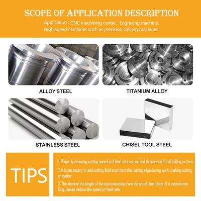 35 درجة زاوية هليكس 0.6um حجم الحبوب 1-12mm قطر القطع كاربيد التولفستين مطحنة نهاية لمعالجة الحاسب الآلي