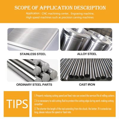 70 درجة صلابة HRC 4-فلوت فولفستين كاربيد نهاية مطحنة مع طلاء Alnovz3 متخصصة في الفولاذ المقاوم للصدأ CNC طحن القطع