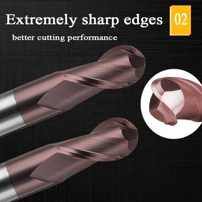 مطحنة نهاية كربيد التنجستن الصلب 200 مم 6 Hrc 55 Round R3 4 Flute Hrc 45