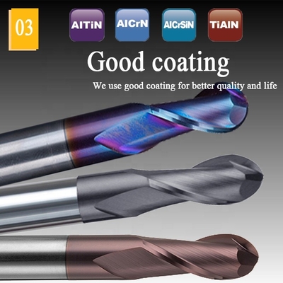 مطحنة نهاية كربيد التنجستن الصلب 200 مم 6 Hrc 55 Round R3 4 Flute Hrc 45