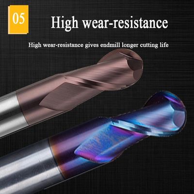 مطحنة نهاية كربيد التنجستن الصلب 200 مم 6 Hrc 55 Round R3 4 Flute Hrc 45